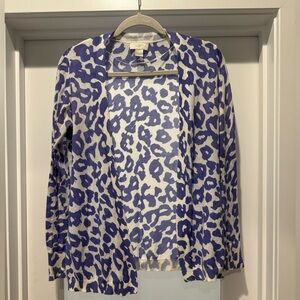 ANN TAYLOR LOFT Petites Size SP Purple Animal Print Cardigan Y2K Office